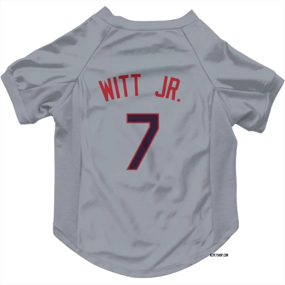 Kansas City Royals Bobby Witt Jr. Gray Pet Jersey for Dog & Cat