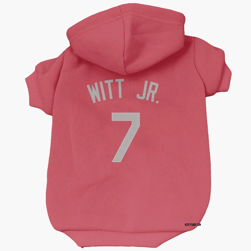 Kansas City Royals Bobby Witt Jr. Red Gray Pet Hoodie for Dog & Cat